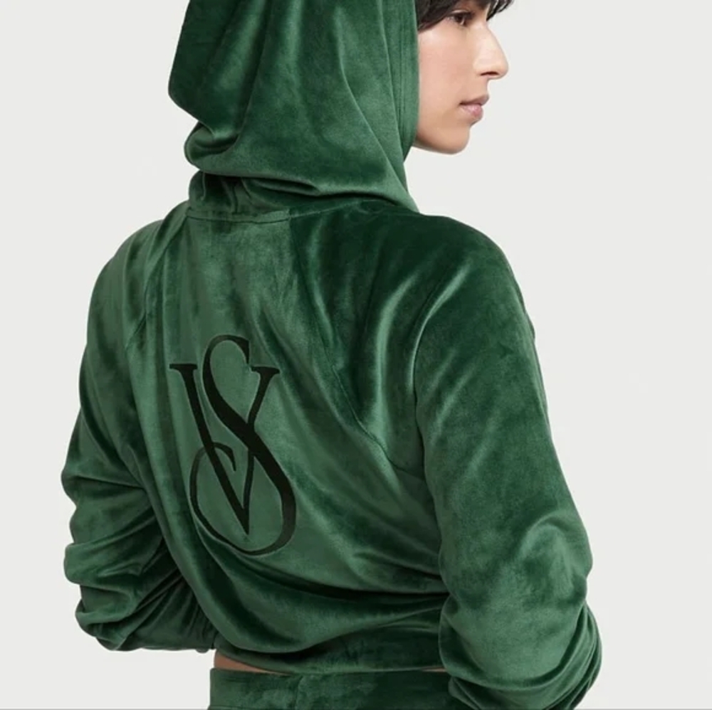 Victoria's Secret Green Velour Hoodie